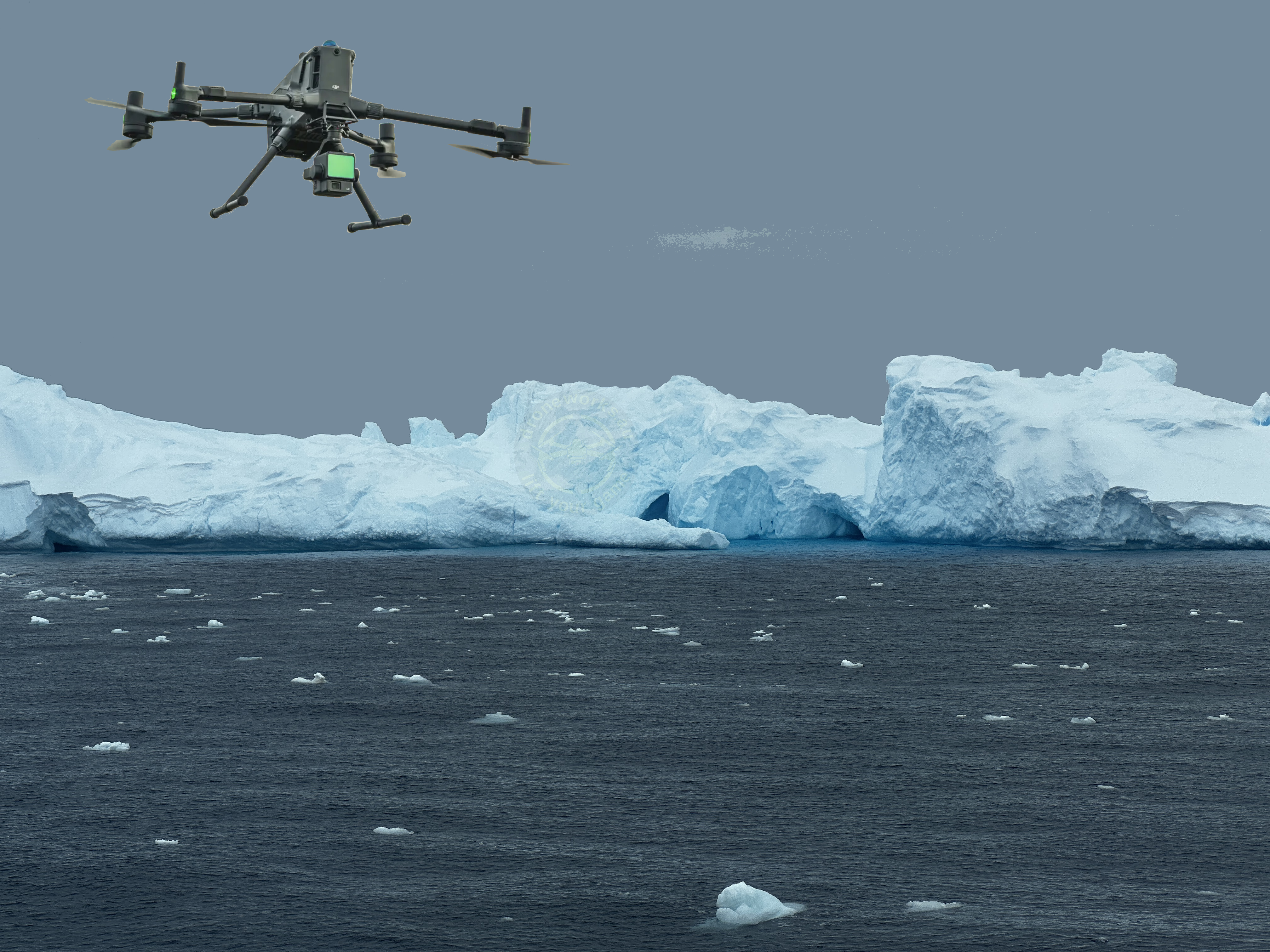 Drone operating in Antarctic expedition environment