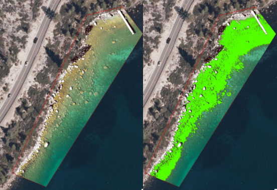 Algal bloom extent mapped along shoreline